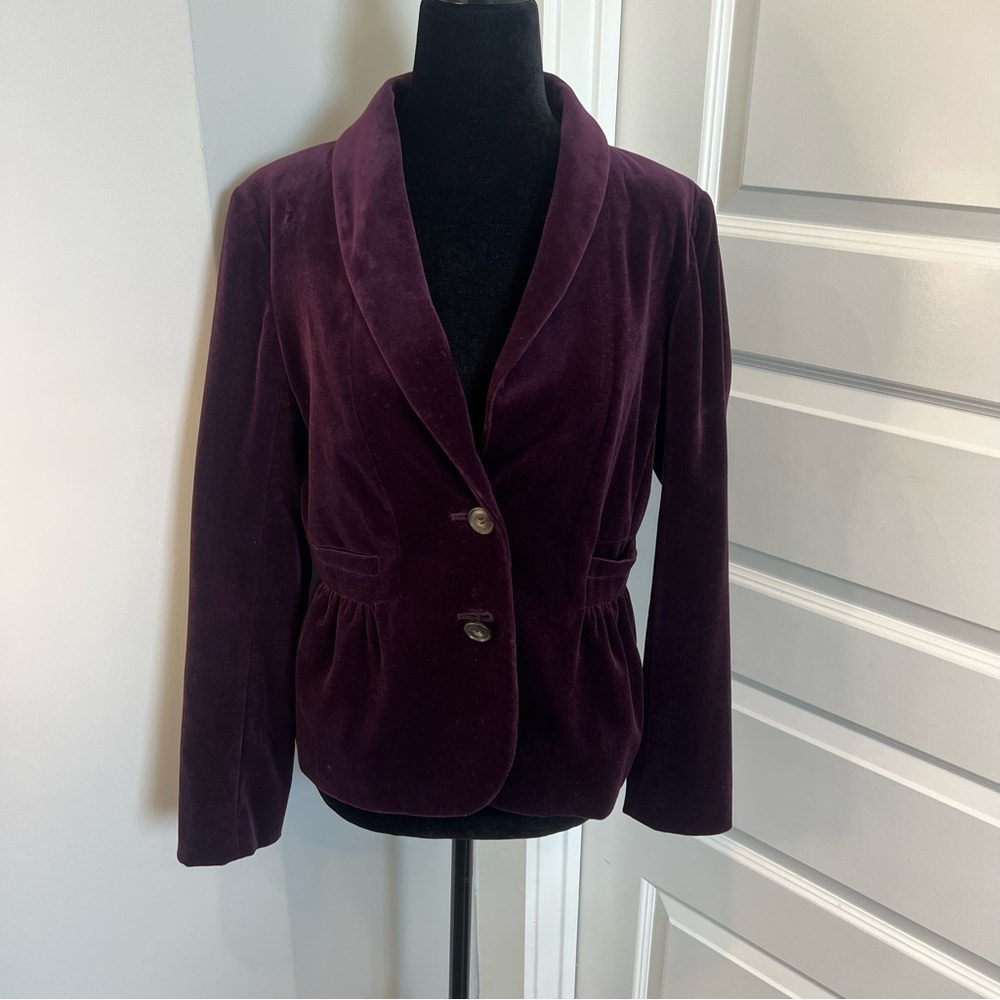 J. Crew Eden Deep Plum Velvet Blazer